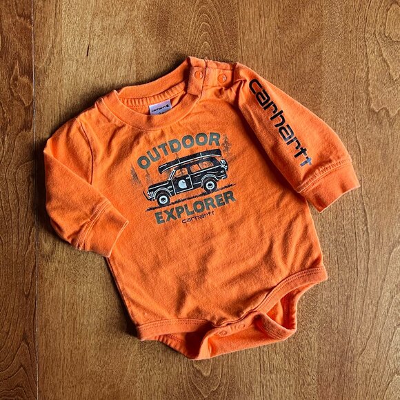 Carhartt orange "Outdoor Explorer" onesie 3m - Picture 1 of 5